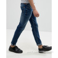 Custom Stonewashed Blue Denim Cotton Pants Men Jeans